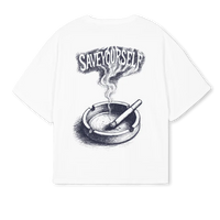 "ASHTRAY" WHITE OVERSIZED BOXY T-SHIRT